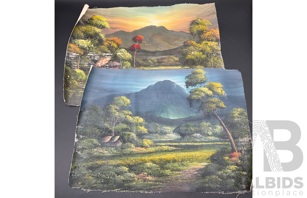 Uknown Artist, Two Unframed Paintings, Oil on Canvas, 29 X 40 Cm