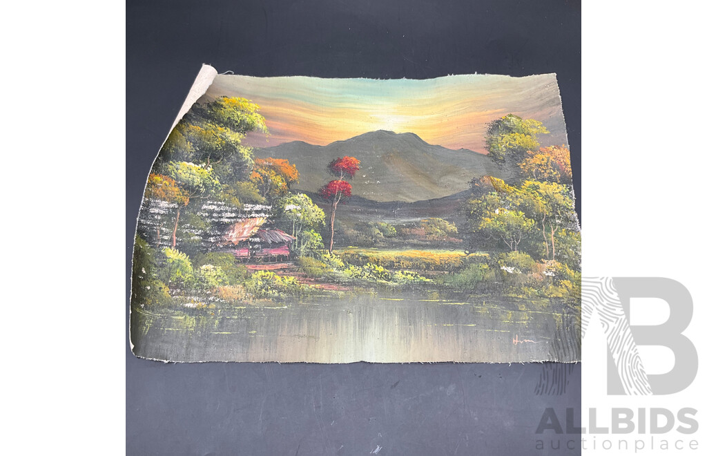 Uknown Artist, Two Unframed Paintings, Oil on Canvas, 29 X 40 Cm