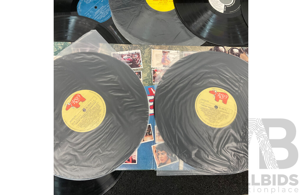 Collection of 8 Vintage Vinyl LP Records, Including ''Grease'' John Travolta and Olivia Newton-John and More