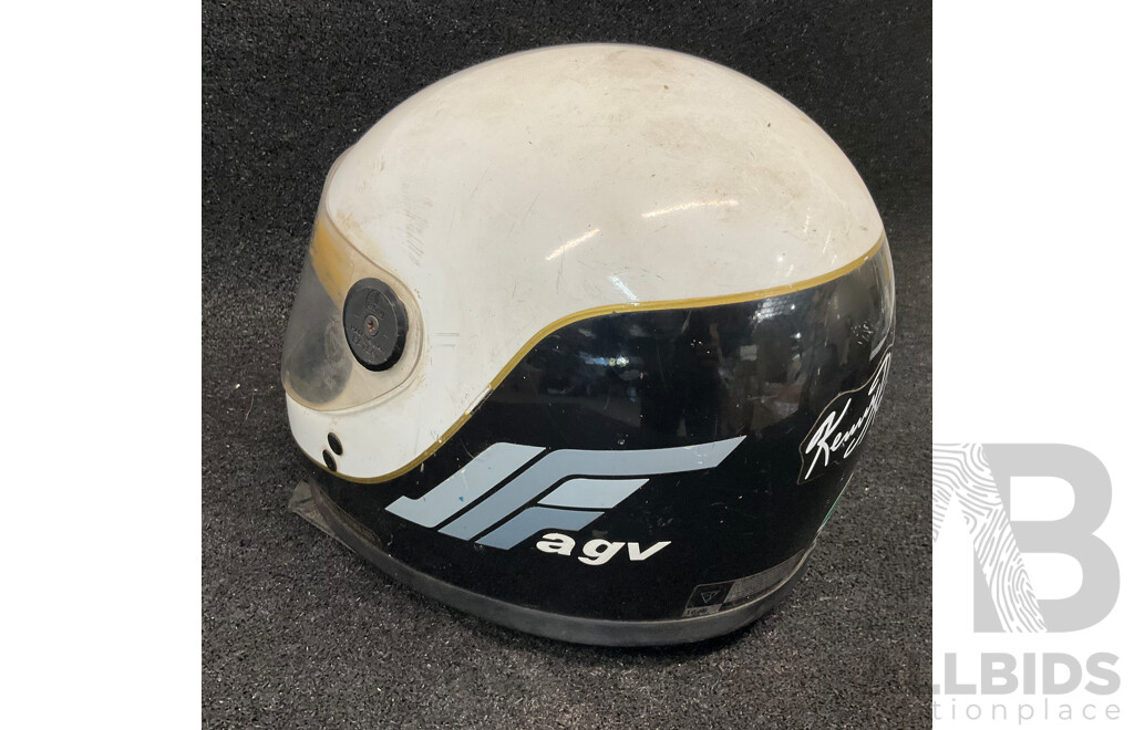 AGV Kenny Roberts KR2000 Motorcycle Vintage Helmet and ARAI GP Vintage Motorcycle Helmet - Lot of 2