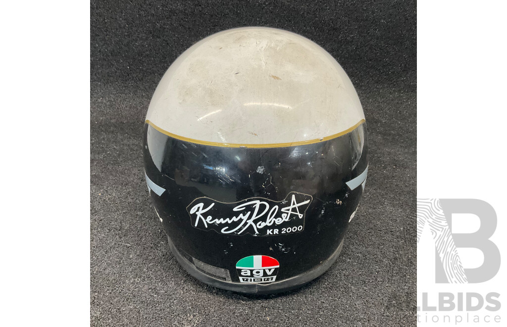 AGV Kenny Roberts KR2000 Motorcycle Vintage Helmet and ARAI GP Vintage Motorcycle Helmet - Lot of 2