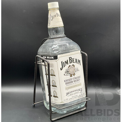 Vintage Jim Beam Kentucky Whiskey 4.5L Bottle in a Swinging Cradle, H: 45cm