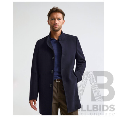 OXFORD Dunbar Wool Rich Winter Coat L Navy Blue