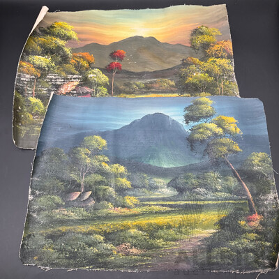 Uknown Artist, Two Unframed Paintings, Oil on Canvas, 29 X 40 Cm