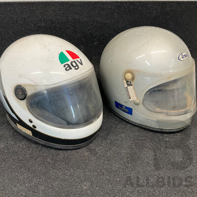 AGV Kenny Roberts KR2000 Motorcycle Vintage Helmet and ARAI GP Vintage Motorcycle Helmet - Lot of 2