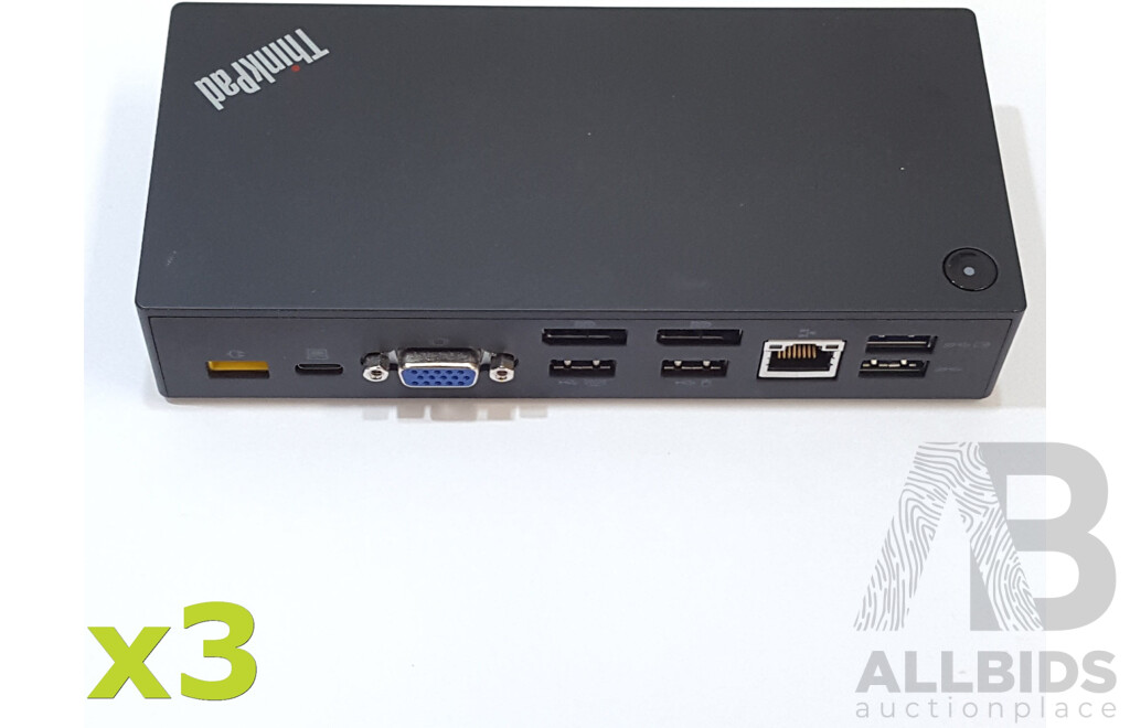 Lenovo (DK1633) ThinkPad USB-C Dock w/ Power Supply - Lot of Three