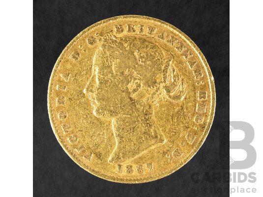 Australian 1867 QV Gold Sovereign, Sydney Mint .917