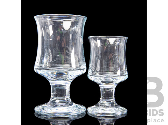 Two Sets of Six Holmegaard Ships Glasses, Mid-20th Century