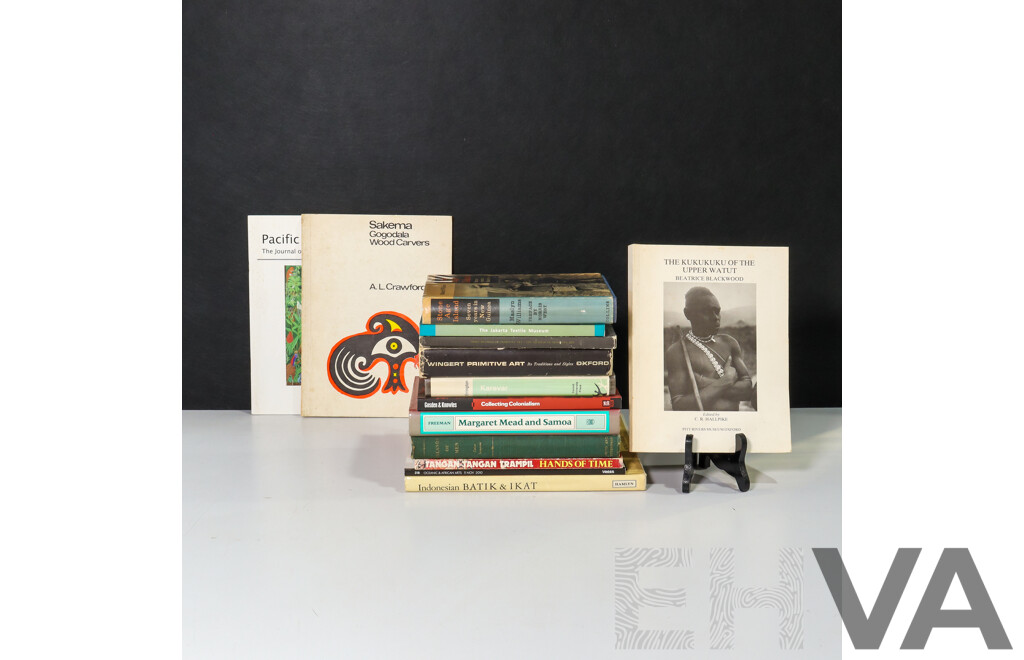 Wonderful Collection of Books Relating Largely to Primitive Art Including Three Regions of Primitive Art and History, Indonesian Batik & Ikat, Jakarta Textile Museum, Stone Age Island (Seven Years in New Guinea) and More!