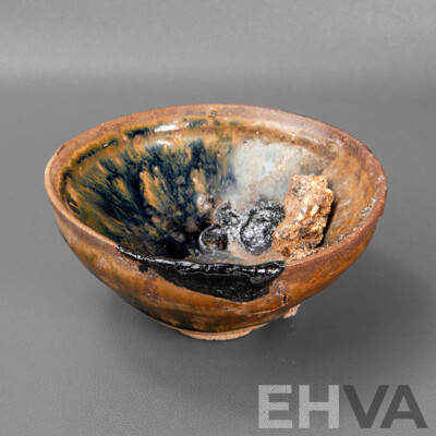 Jian Ware Hare Fur Iron Glazed Footed Bowl, Song Dynasty