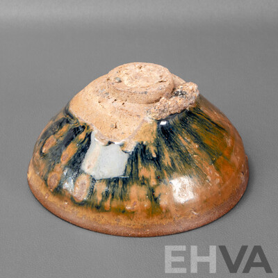 Jian Ware Hare Fur Iron Glazed Footed Bowl, Song Dynasty