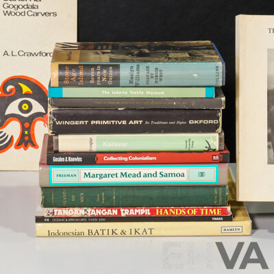 Wonderful Collection of Books Relating Largely to Primitive Art Including Three Regions of Primitive Art and History, Indonesian Batik & Ikat, Jakarta Textile Museum, Stone Age Island (Seven Years in New Guinea) and More!