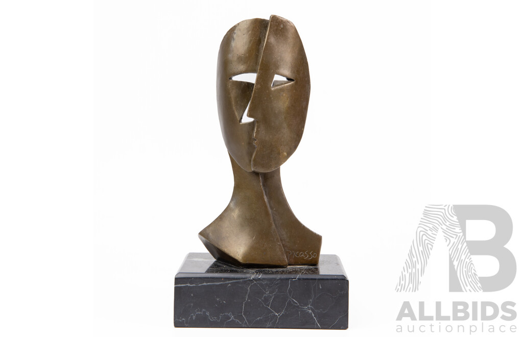 Pablo Picasso (19/20th Centuries, Spanish-Born French, 1881-1973) Two Faces, Bronze Sculpture, 27 Cm (^Height)