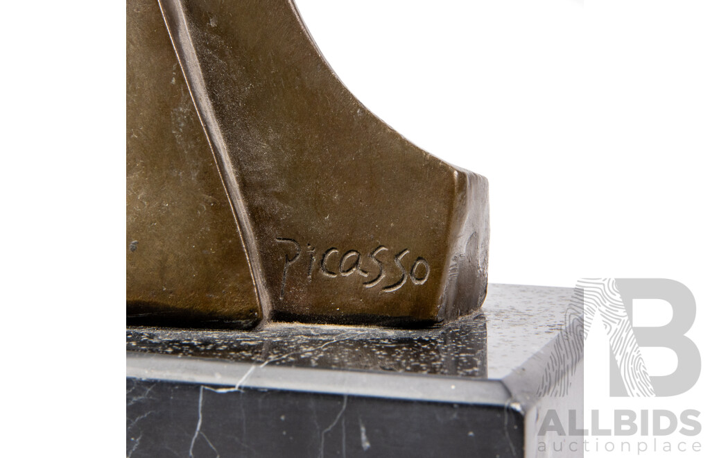 Pablo Picasso (19/20th Centuries, Spanish-Born French, 1881-1973) Two Faces, Bronze Sculpture, 27 Cm (^Height)