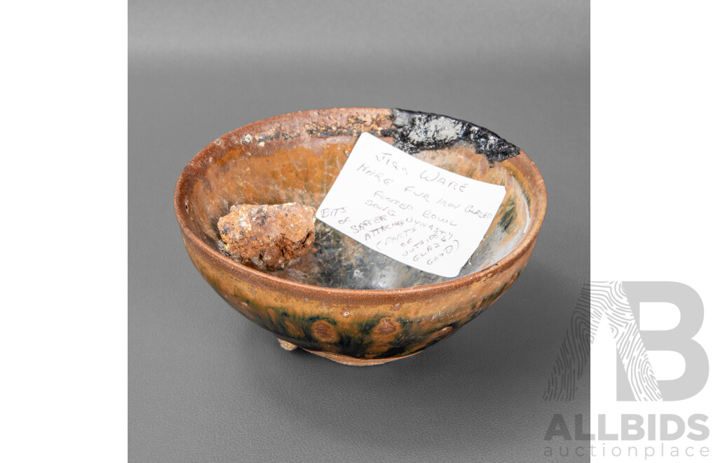 Jian Ware Hare Fur Iron Glazed Footed Bowl, Song Dynasty