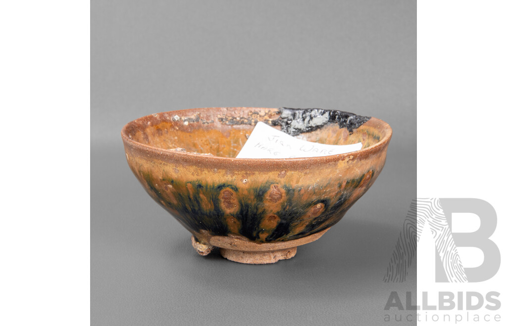 Jian Ware Hare Fur Iron Glazed Footed Bowl, Song Dynasty
