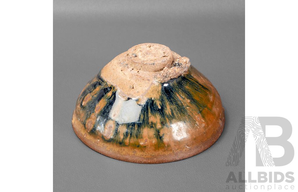 Jian Ware Hare Fur Iron Glazed Footed Bowl, Song Dynasty