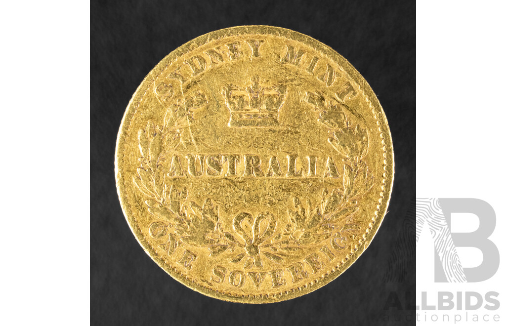 Australian 1867 QV Gold Sovereign, Sydney Mint .917