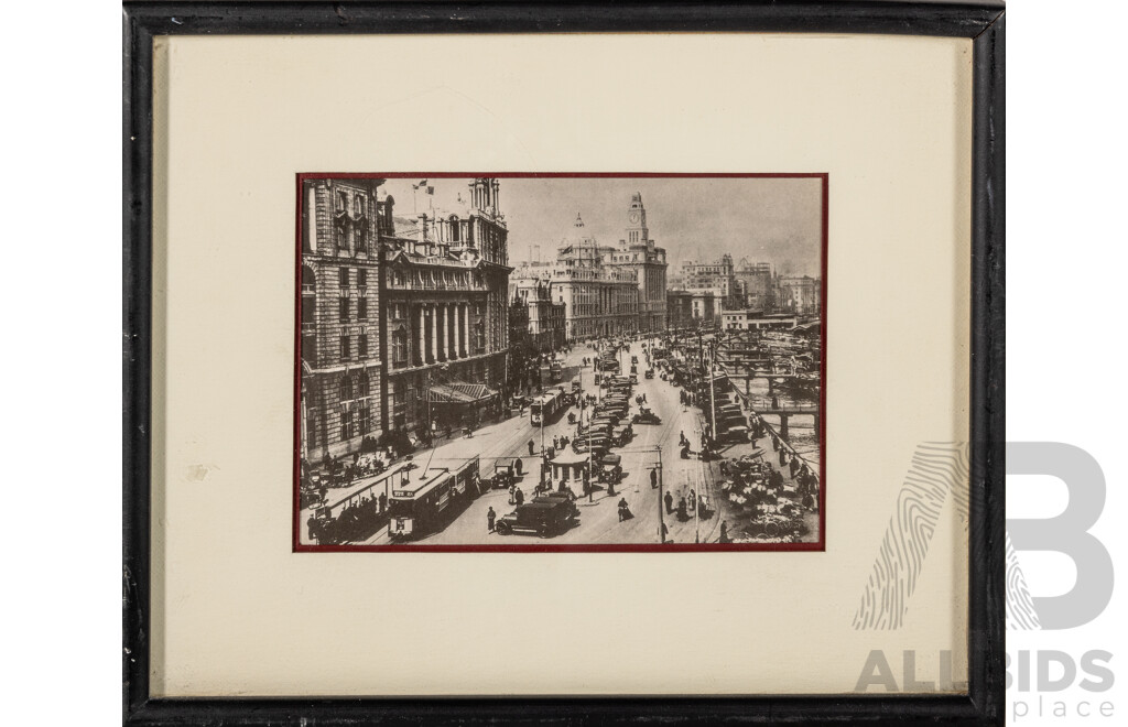 Collection of Five Quality Black and White Prints From Original Photos Featuring Varied Vistas of Shanghai, 20 x 25 cm (frames) (5)