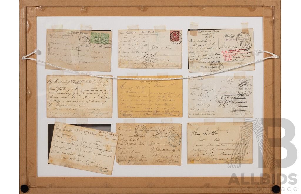 Wonderful Collection of Nine Framed Antique Colour and Black & White Postcards Featuring Various World Landmarks Mainly Cairo & Nice, 41 x 55 cm (frame)