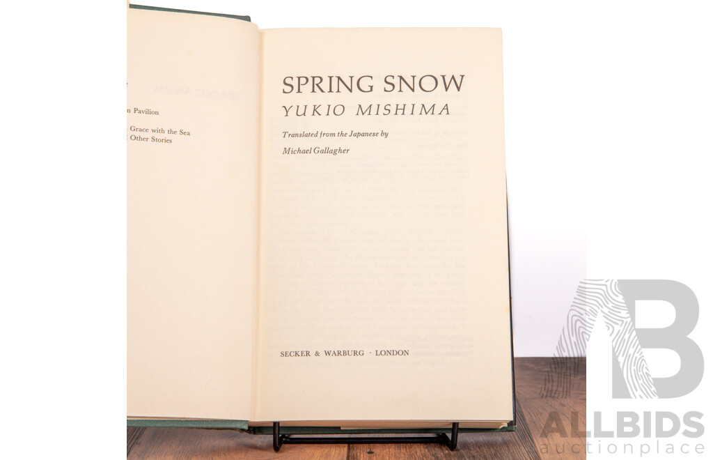 Yukio Mishima (20th Century, Japanese, 1925-1970), Spring Snow, Hard Cover Novel, First English Edition Published by Alfred E.Knopf (1972)