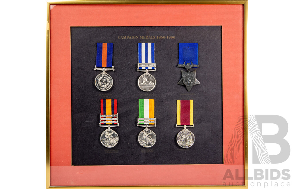 Framed Campaign Medals 1860-1900, 38 x 41 cm (frame)