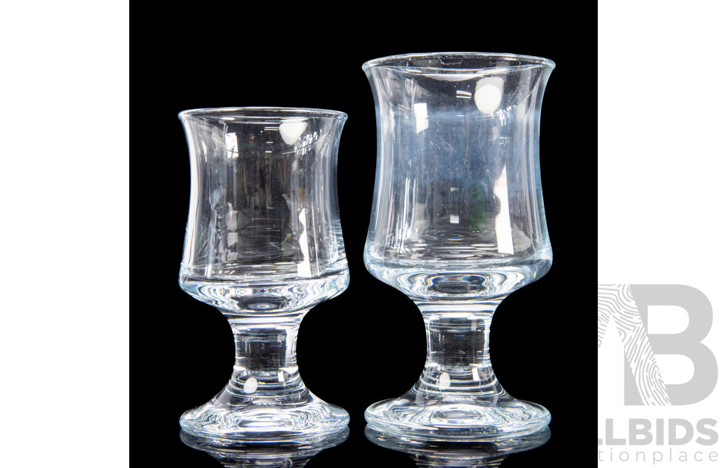Two Sets of Six Holmegaard Ships Glasses, Mid-20th Century
