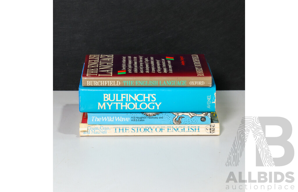 Collection of Books Regarding English, Poetry Etc - the English Language; the Story of English; Bullfinches Mythology & the Wild Wave Anthology of Poetry (4)