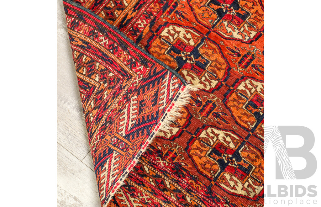 Vintage Woollen Tekke Turkmen Rug with Traditional Gul Motif