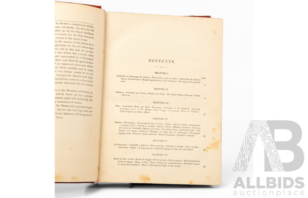 The Life and Times of Garibaldi, Antique Hard Cover Book, Published by Walter Scott, London (1880)