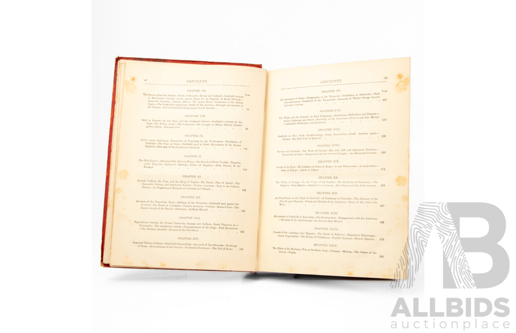 The Life and Times of Garibaldi, Antique Hard Cover Book, Published by Walter Scott, London (1880)