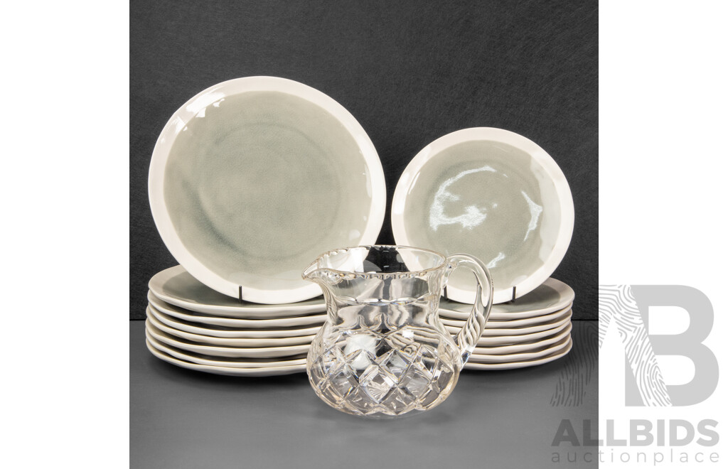Papaya Home Ware Sixteen Piece Plate Set with Waterford Glass Jug