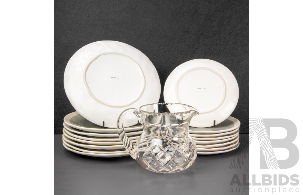 Papaya Home Ware Sixteen Piece Plate Set with Waterford Glass Jug