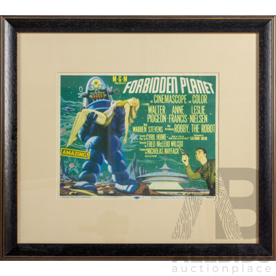Wonderful Framed Vintage Poster of 1956 Science Fiction Film the Forbidden Planet, 52 x 57 cm (frame)