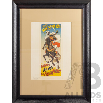 Jules Cheret (19/20th Centuries, French, 1836-1932), Exhibition of Arabs of the Sahara Desert, Wonderful Lithograph in Stone, (Plate 177), 68 x 52 cm (frame)