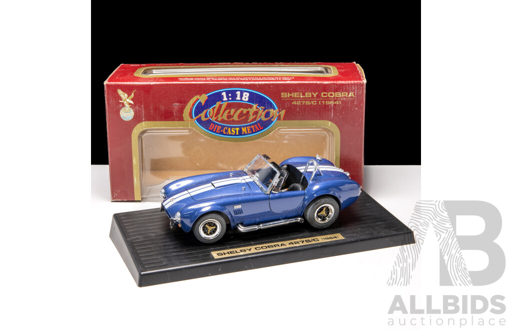 Road Legends 1964 Shelby Cobra 427 S/C Blue W White Stripes 1:18 Scale Model Car
