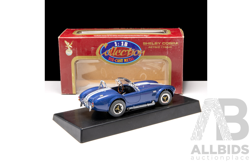 Road Legends 1964 Shelby Cobra 427 S/C Blue W White Stripes 1:18 Scale Model Car