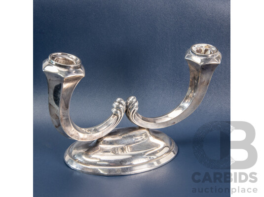 German Halbmond Und Reichskrone Art Deco Silver Candelabra