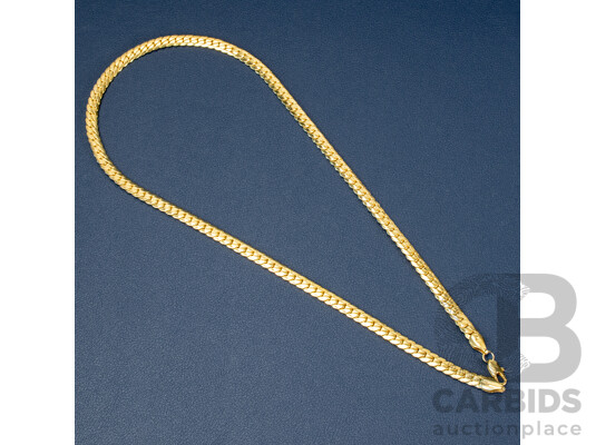 9ct Yellow Gold Plated Textured Curb Chain Necklace. Length - 51cms