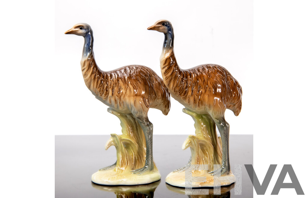 Rare Pair of Goebel (West Germany) Porcelain Emu Figures