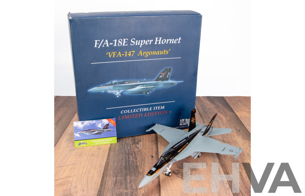 Limited Edition Witty Wings No. WTW-72-007-012, F/A-18E Super Hornet, 1:72 Scale, VFA 147 Argonauts
