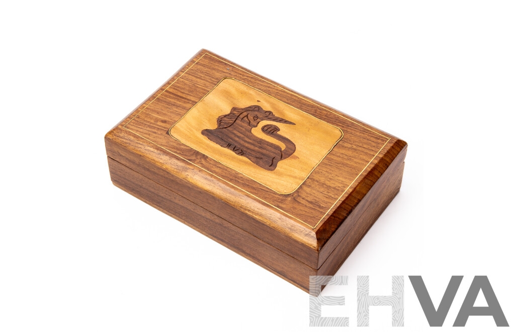 Beautiful Timber Indian Made Velvet Lined Jewellery Box