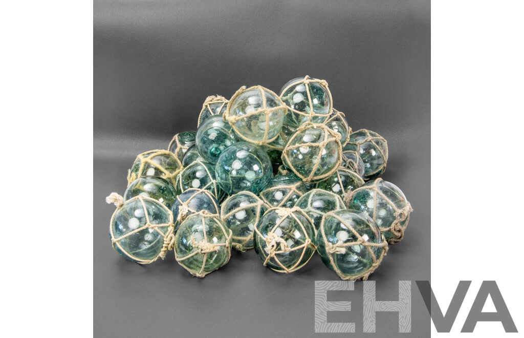 Collection Of 32 Small Glass Fishing Floats