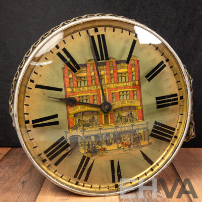 Rare Antique Bebarfalds Department Store Clock C1910, Baden Made, 25 Cm Diameter