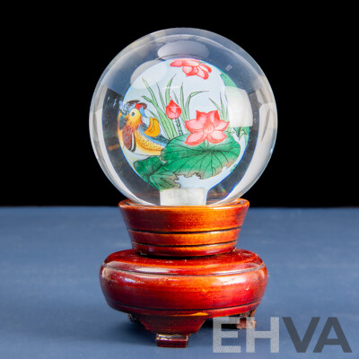 Inside-Painted Peking Glass Globe on Stand