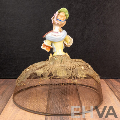 Antique Large Porcelain Half Doll with Mesh Food Cover – Madame Pompadour