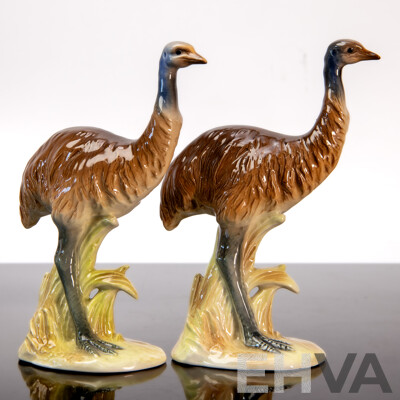 Rare Pair of Goebel (West Germany) Porcelain Emu Figures