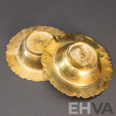 Pair of Vintage Brass Ashtrays with Oriental Design