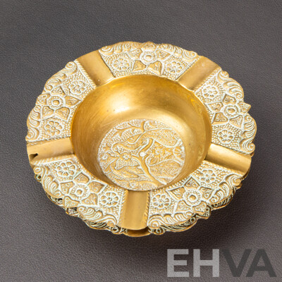 Pair of Vintage Brass Ashtrays with Oriental Design