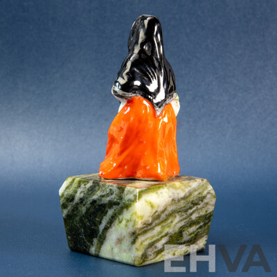 Vintage Irish 'Old Woman' Figurine on Connemara Marble Base